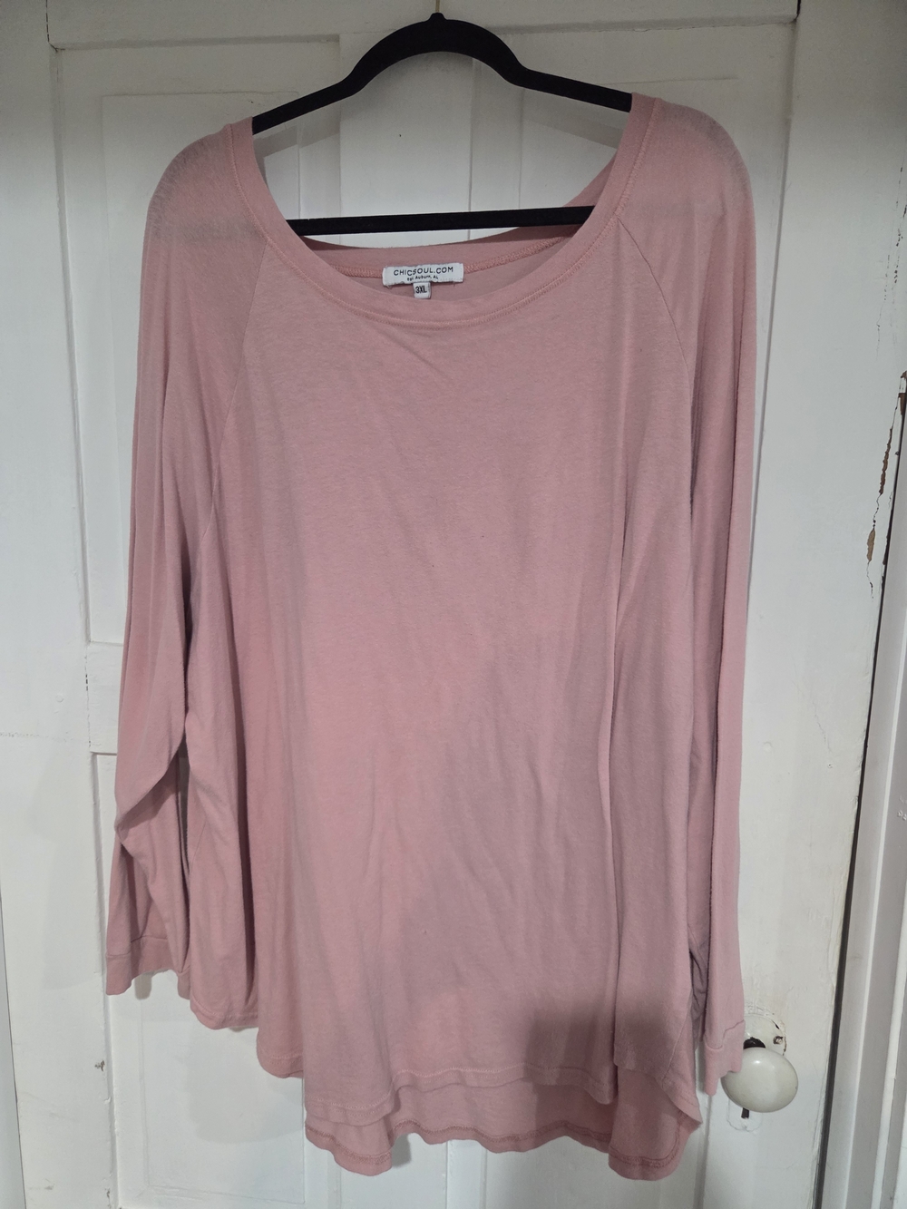 Chic Soul Dusty Rose Long Sleeve Scoop Neck Top